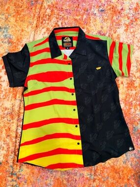 RSVLTS Jurassic Park 30th Anniversary Button Up Shirt XL Striped Dino